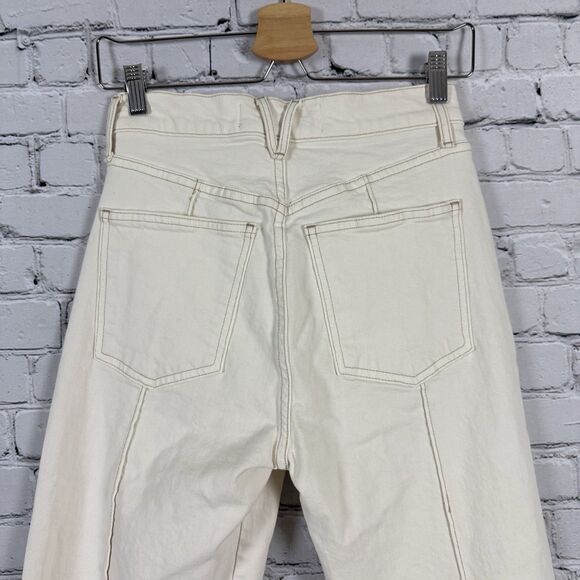 Veronica Beard Womens Dylan Pintuck High Rise Full Length Straight Jeans Ecru 26 - Picture 6 of 11